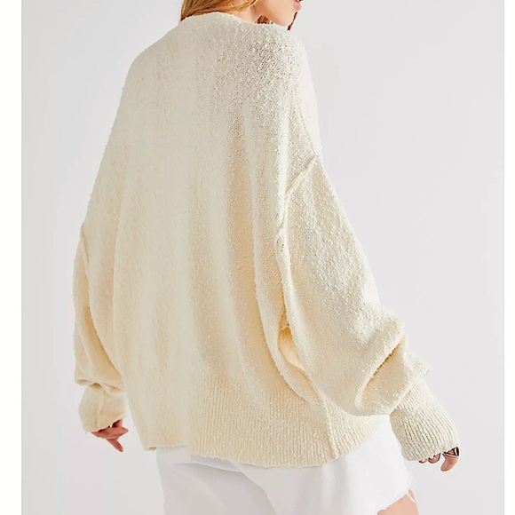 Free People Found My Friend Cardi Jacket Sweater Cardigan Cream NWT Large $78 - Picture 4 of 7